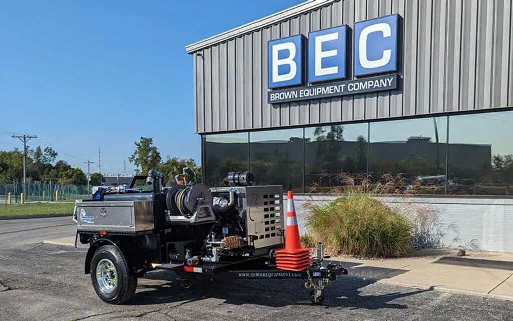 Durable sewer jetting trailer suited for industrial wastewater management
