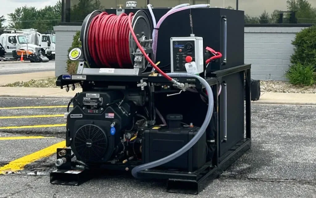 High-performance sewer jetter with hose reel for efficient, superior cleaning results.